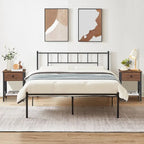 Ensemble de lit 3 pièces avec tête de lit en bois et 2 tables de chevet assorties, style moderne