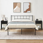 Ensemble de lit 3 pièces avec tête de lit en bois et 2 tables de chevet assorties, style moderne