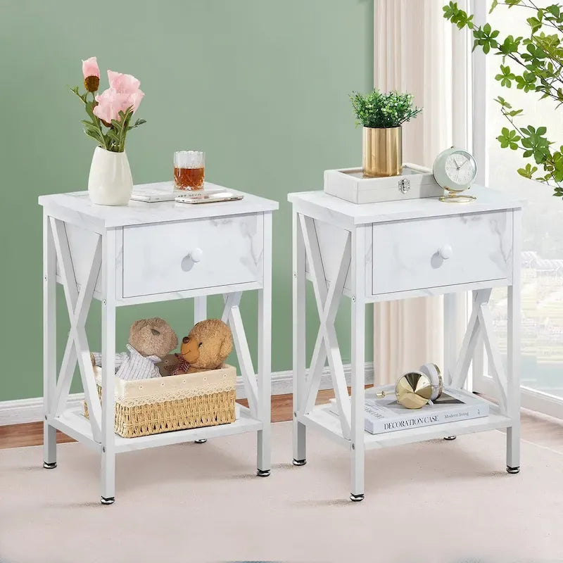 Ensemble de lit 3 pièces avec tête de lit en bois et 2 tables de chevet assorties, style moderne