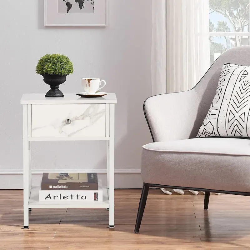Ensemble de lit 3 pièces avec tête de lit en bois et 2 tables de chevet assorties, style moderne