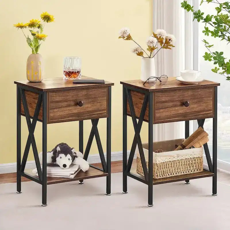 Ensemble de lit 3 pièces avec tête de lit en bois et 2 tables de chevet assorties, style moderne