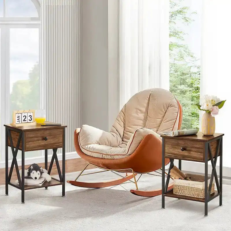 Ensemble de lit 3 pièces avec tête de lit en bois et 2 tables de chevet assorties, style moderne