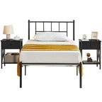 Ensemble de lit 3 pièces avec tête de lit en bois et 2 tables de chevet assorties, style moderne