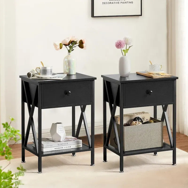 Ensemble de lit 3 pièces avec tête de lit en bois et 2 tables de chevet assorties, style moderne
