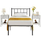 Ensemble de lit 3 pièces avec tête de lit en bois et 2 tables de chevet assorties, style moderne