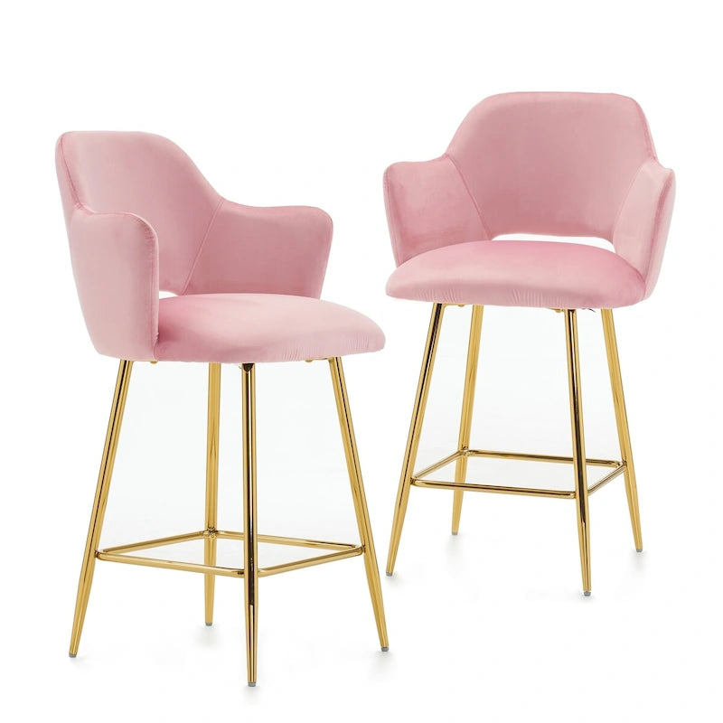 Chaise de salle à manger moderne avec pieds en métal doré, lot de 2