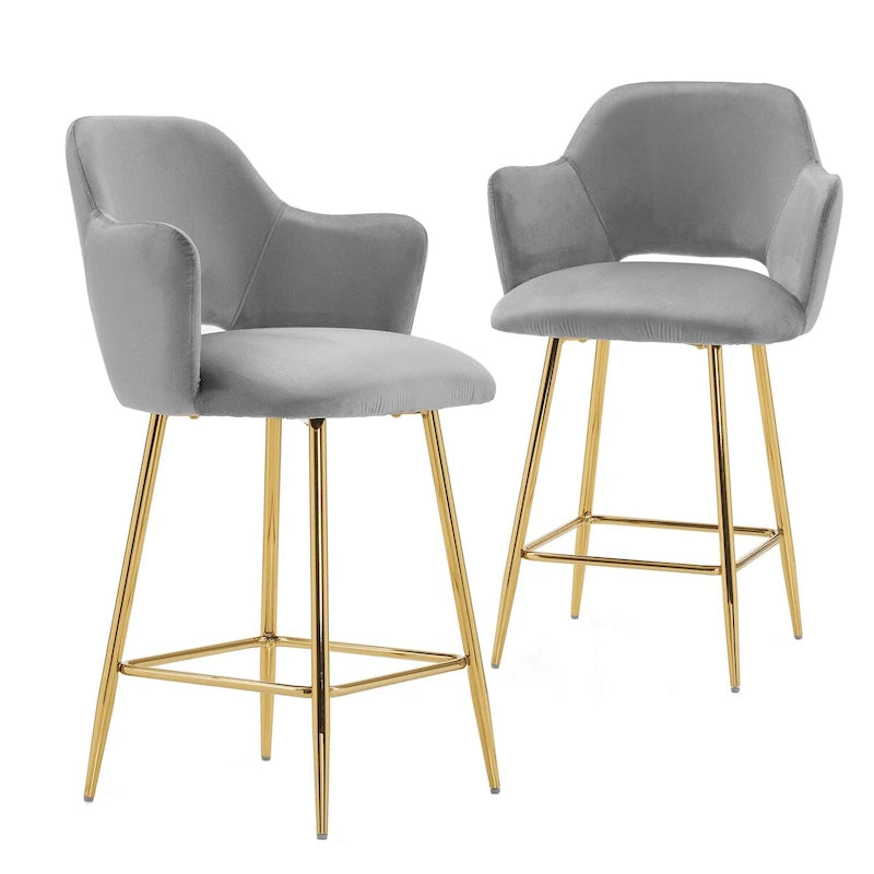 Chaise de salle à manger moderne avec pieds en métal doré, lot de 2