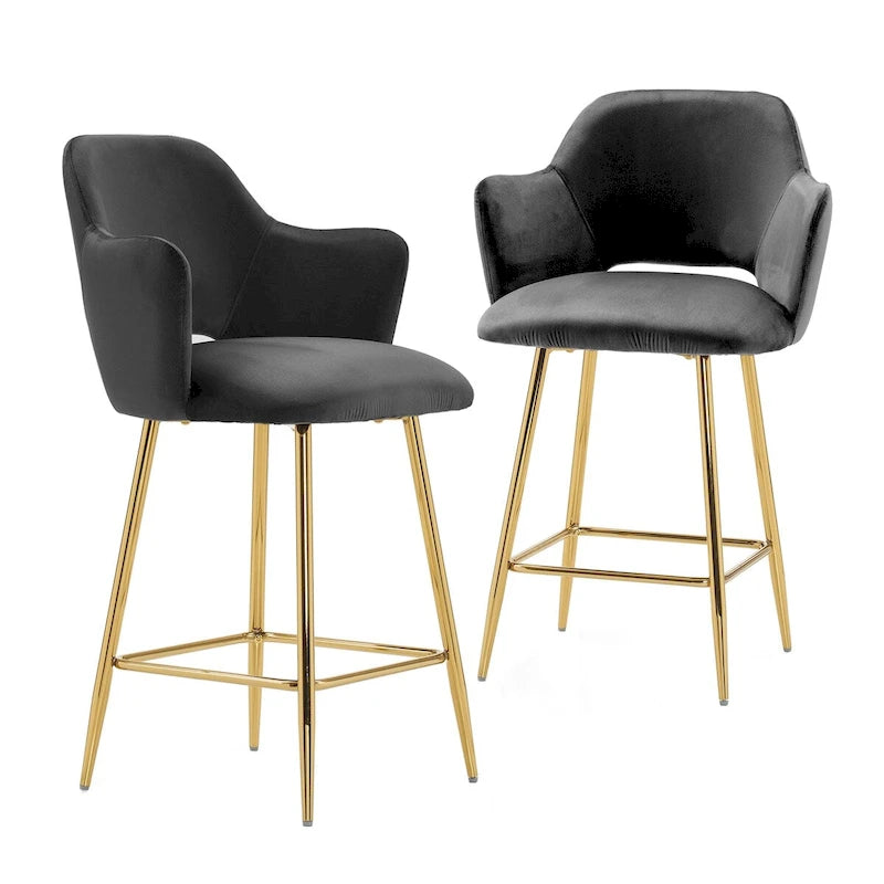 Chaise de salle à manger moderne avec pieds en métal doré, lot de 2