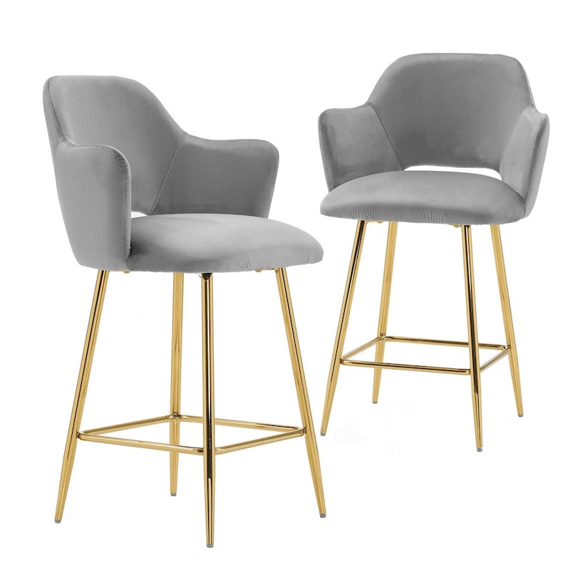 Chaise de salle à manger moderne avec pieds en métal doré, lot de 2