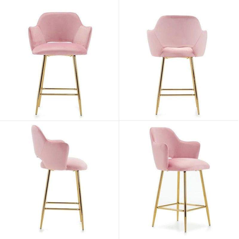 Chaise de salle à manger moderne avec pieds en métal doré, lot de 2