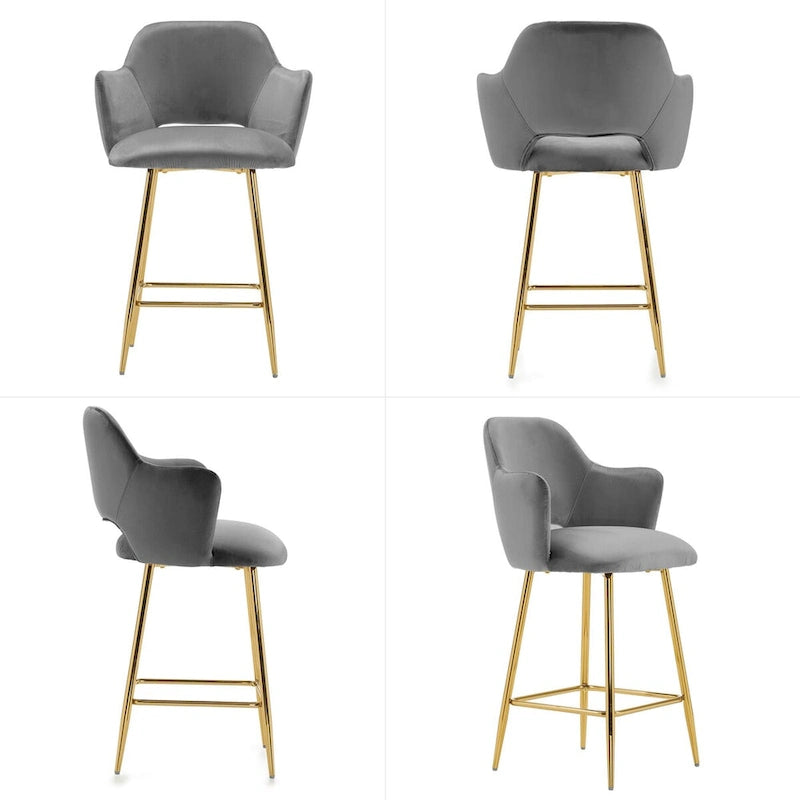 Chaise de salle à manger moderne avec pieds en métal doré, lot de 2