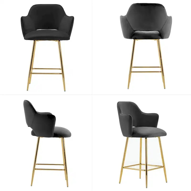 Chaise de salle à manger moderne avec pieds en métal doré, lot de 2