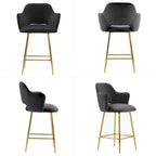 Chaise de salle à manger moderne avec pieds en métal doré, lot de 2