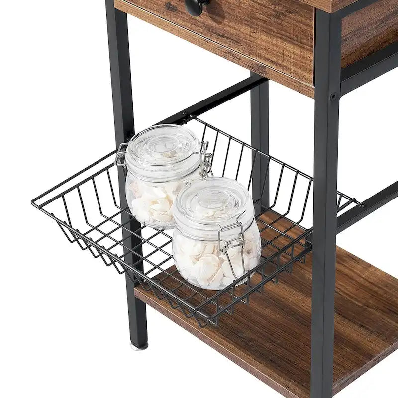 Lot de 2 tables de chevet modernes à 1 tiroir avec panier amovible, tables d'appoint de chambre
