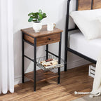 Lot de 2 tables de chevet modernes à 1 tiroir avec panier amovible, tables d'appoint de chambre