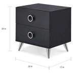 Table de chevet à 2 tiroirs au design moderne, table d'appoint de chambre avec rangement
