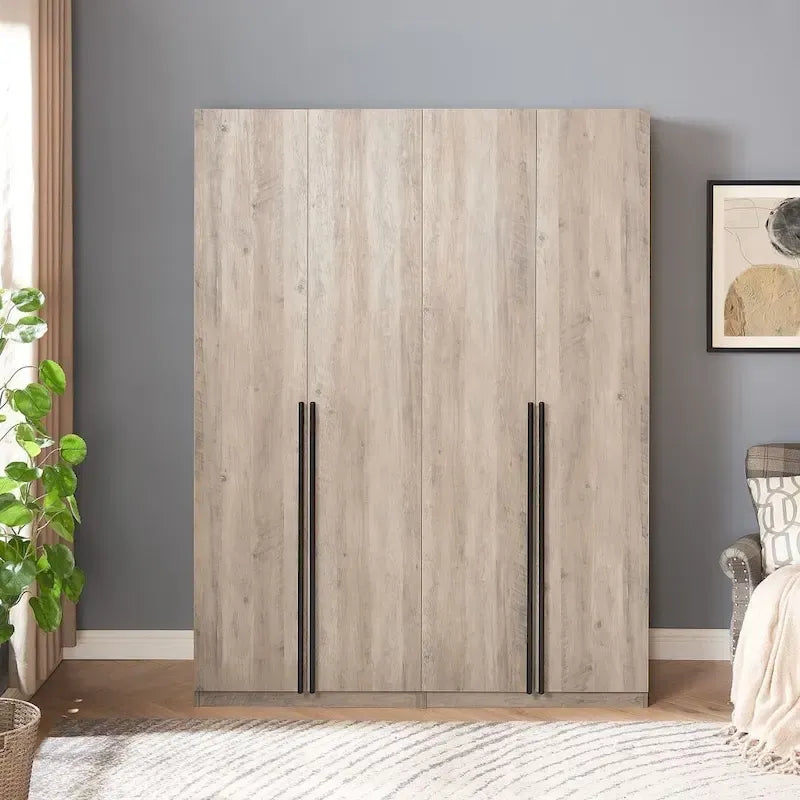 Lot de 2 armoires autoportantes, penderie de chambre moderne en bois