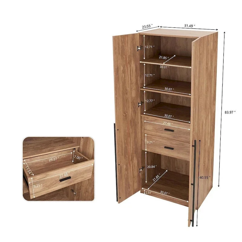 Lot de 2 armoires autoportantes, penderie de chambre moderne en bois