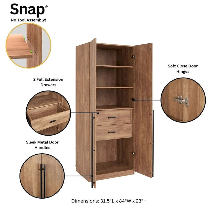 Lot de 2 armoires autoportantes, penderie de chambre moderne en bois