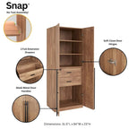 Lot de 2 armoires autoportantes, penderie de chambre moderne en bois