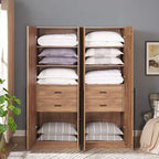 Lot de 2 armoires autoportantes, penderie de chambre moderne en bois