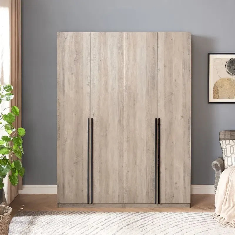 Lot de 2 armoires autoportantes, penderie de chambre moderne en bois