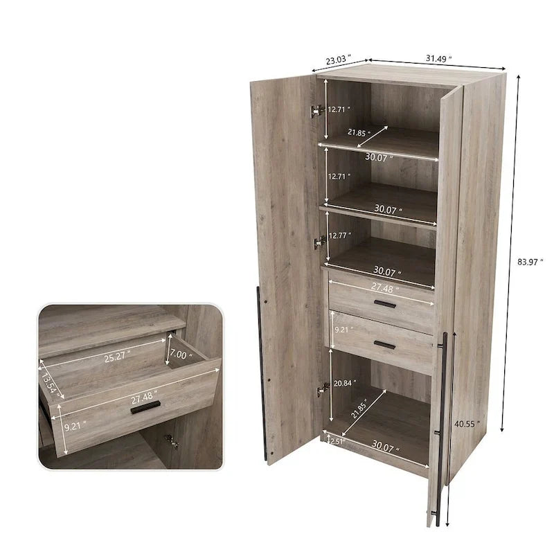 Lot de 2 armoires autoportantes, penderie de chambre moderne en bois
