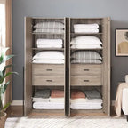 Lot de 2 armoires autoportantes, penderie de chambre moderne en bois