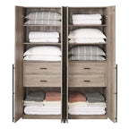 Lot de 2 armoires autoportantes, penderie de chambre moderne en bois