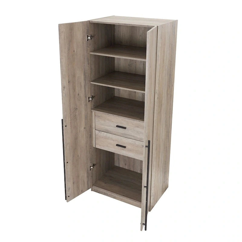 Lot de 2 armoires autoportantes, penderie de chambre moderne en bois