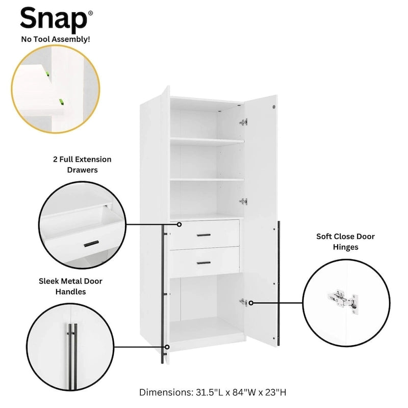 Lot de 2 armoires autoportantes, penderie de chambre moderne en bois