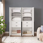 Lot de 2 armoires autoportantes, penderie de chambre moderne en bois