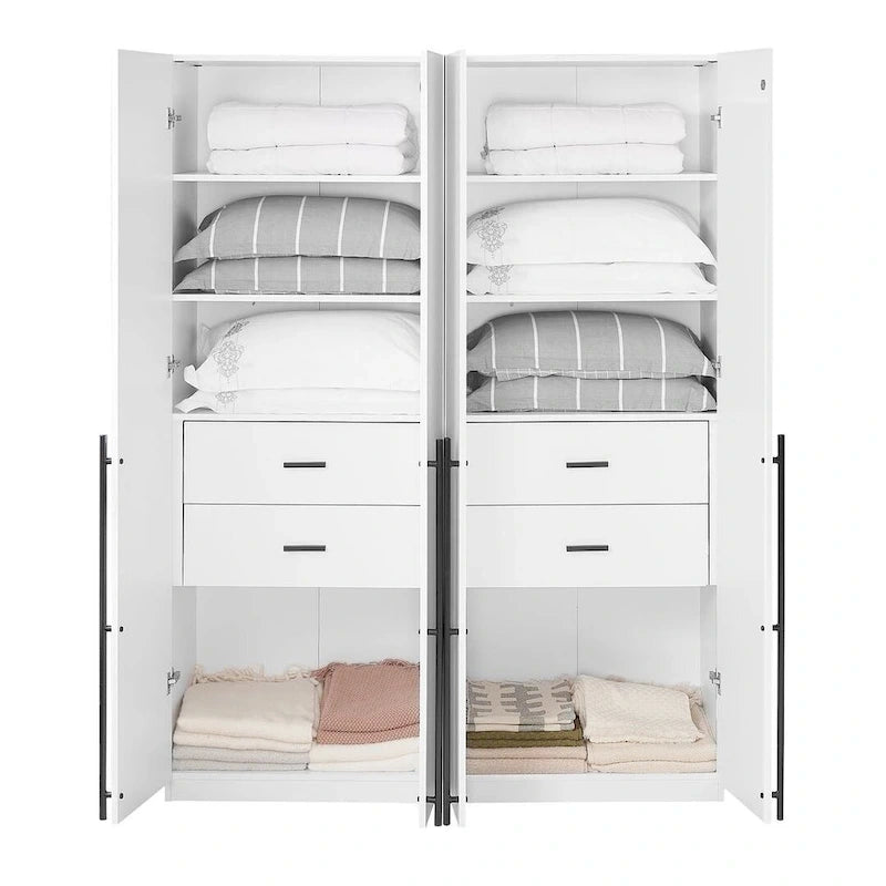 Lot de 2 armoires autoportantes, penderie de chambre moderne en bois