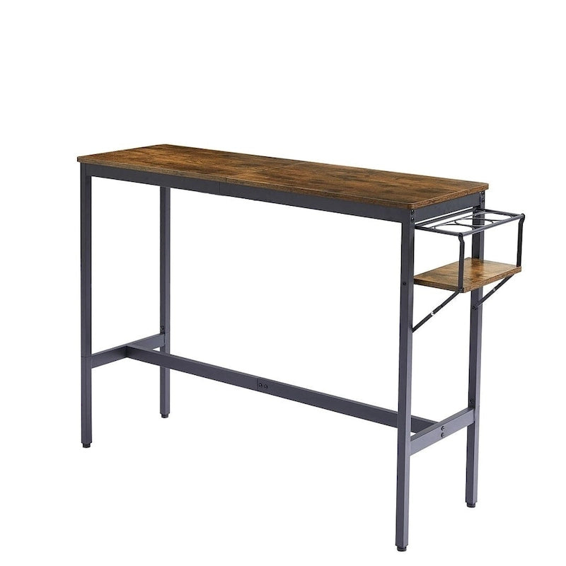 Ensemble de 3 pièces de table de bar industrielle avec porte-bouteilles