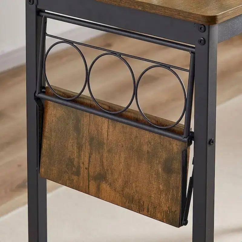 Ensemble de 3 pièces de table de bar industrielle avec porte-bouteilles