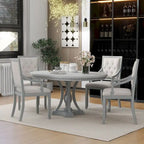 Ensemble de salle à manger 5 pièces avec table à manger ronde extensible et 4 chaises rembourrées pour cuisine et salle à manger
