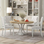 Ensemble de salle à manger 5 pièces avec table à manger ronde extensible et 4 chaises rembourrées pour cuisine et salle à manger