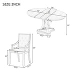 Ensemble de salle à manger 5 pièces avec table à manger ronde extensible et 4 chaises rembourrées pour cuisine et salle à manger