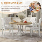 Ensemble de salle à manger 5 pièces avec table à manger ronde extensible et 4 chaises rembourrées pour cuisine et salle à manger