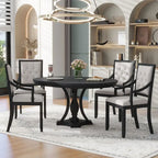 Ensemble de salle à manger 5 pièces avec table à manger ronde extensible et 4 chaises rembourrées pour cuisine et salle à manger