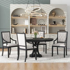 Ensemble de salle à manger 5 pièces avec table à manger ronde extensible et 4 chaises rembourrées pour cuisine et salle à manger