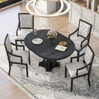 Ensemble de salle à manger 5 pièces avec table à manger ronde extensible et 4 chaises rembourrées pour cuisine et salle à manger