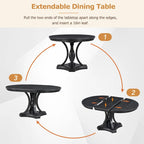 Ensemble de salle à manger 5 pièces avec table à manger ronde extensible et 4 chaises rembourrées pour cuisine et salle à manger