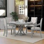 Ensemble de salle à manger 5 pièces avec table à manger ronde extensible et 4 chaises rembourrées pour cuisine et salle à manger