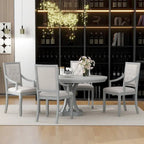 Ensemble de salle à manger 5 pièces avec table à manger ronde extensible et 4 chaises rembourrées pour cuisine et salle à manger