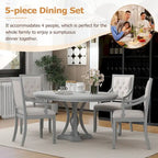 Ensemble de salle à manger 5 pièces avec table à manger ronde extensible et 4 chaises rembourrées pour cuisine et salle à manger