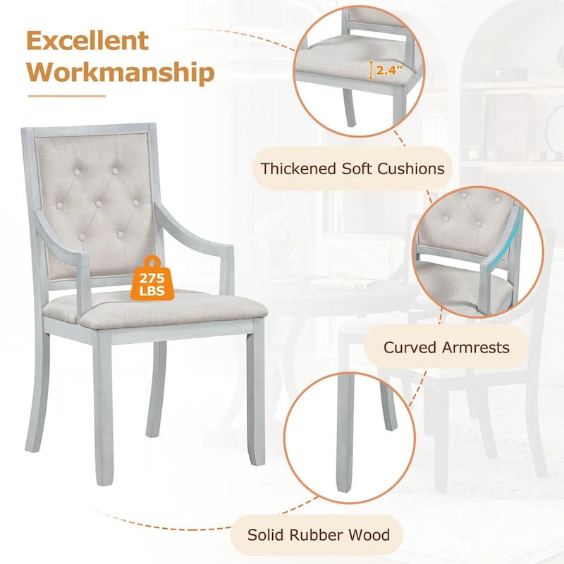 Ensemble de salle à manger 5 pièces avec table à manger ronde extensible et 4 chaises rembourrées pour cuisine et salle à manger