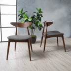 Chaise de salle à manger en tissu de style Mid-Century, lot de 2