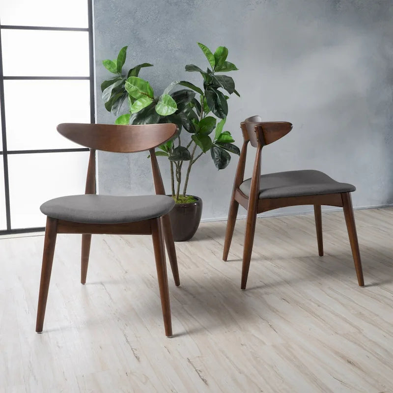 Mid-Century Modern Fabric Dining Chair, Set of 2