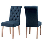 Lot de 2 chaises de salle à manger Parsons rembourrées en lin avec capitonnage